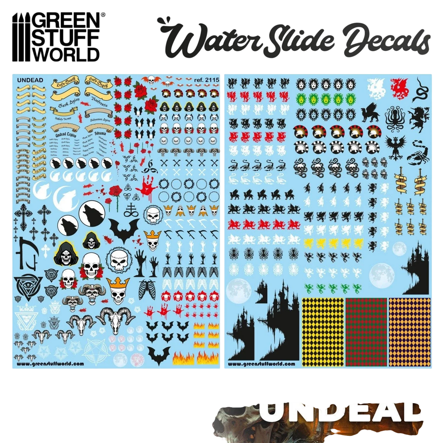 Green Stuff World Waterslide Decals - Undead - Wargaming and Modeling