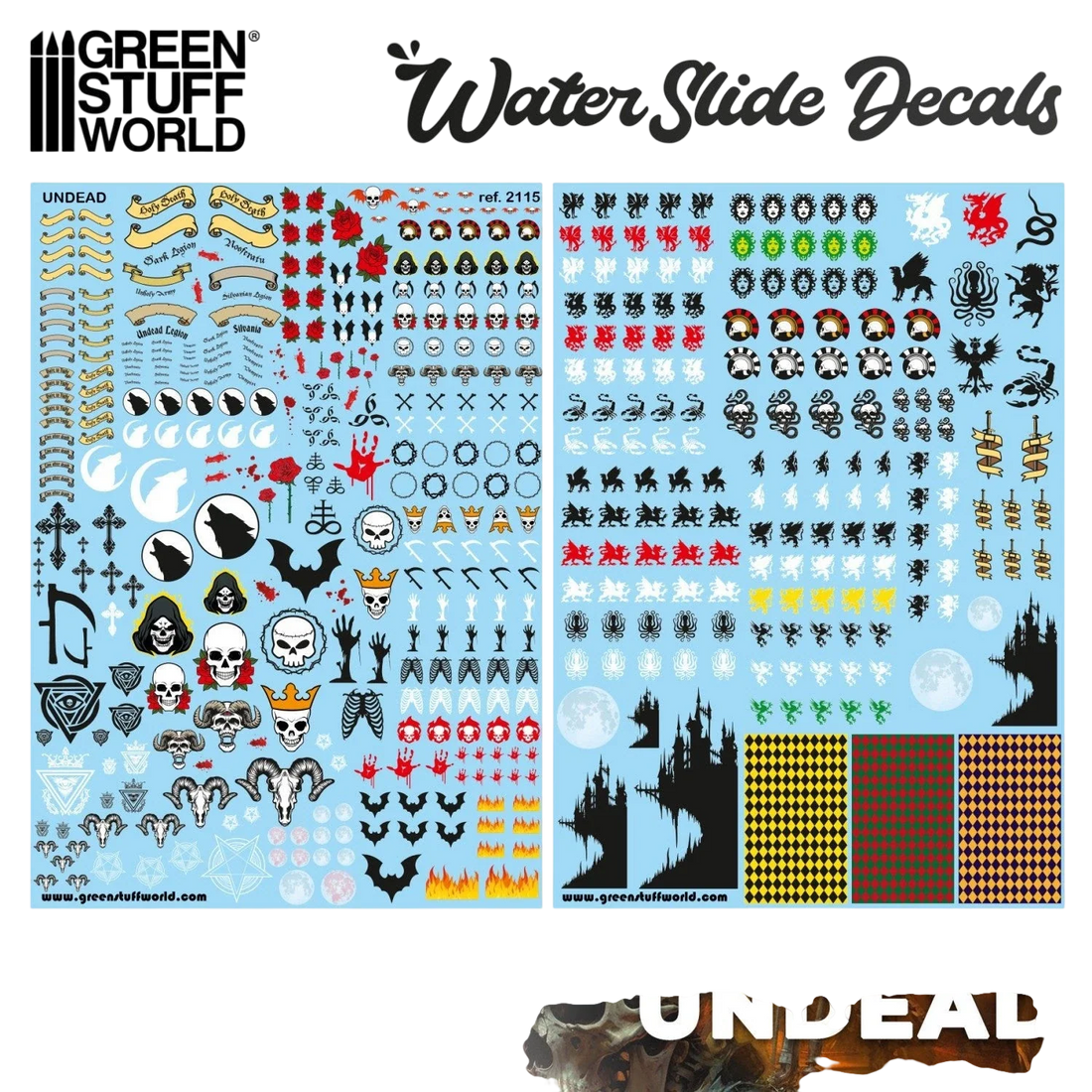 Green Stuff World Waterslide Decals - Undead - Wargaming and Modeling