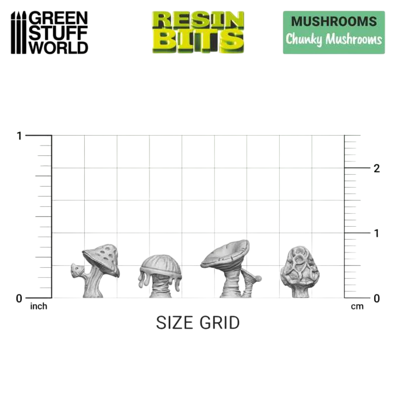 Green Stuff World for Models & Miniatures 3D Printed Set - Chunky Mushrooms 11621