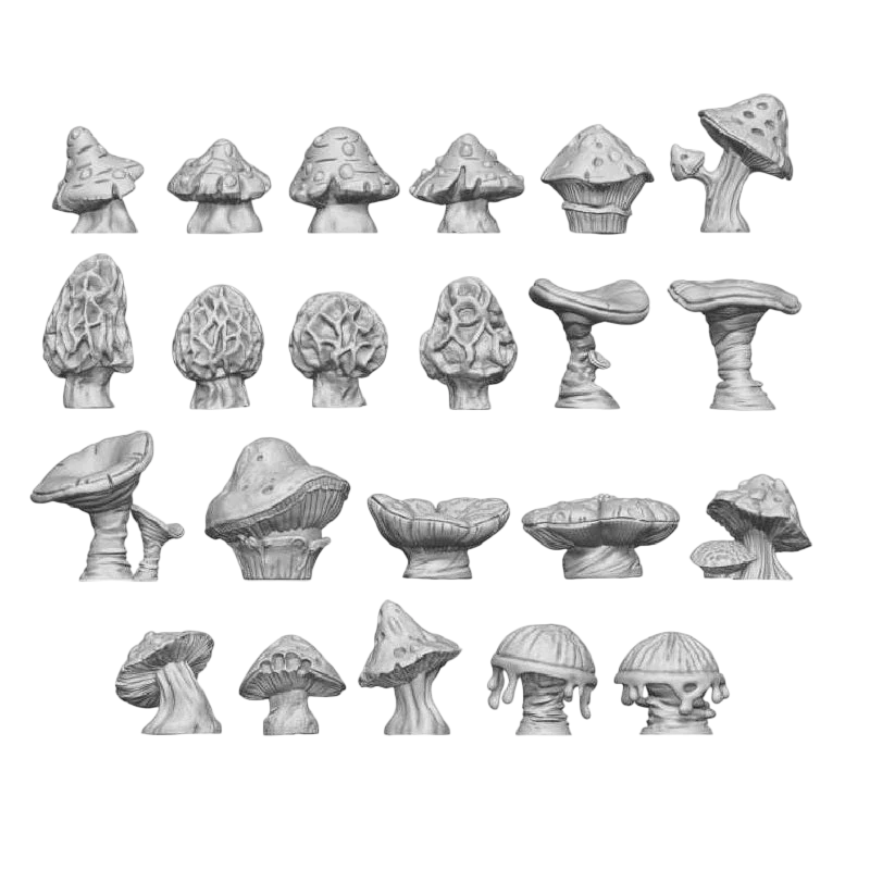 Green Stuff World for Models & Miniatures 3D Printed Set - Chunky Mushrooms 11621
