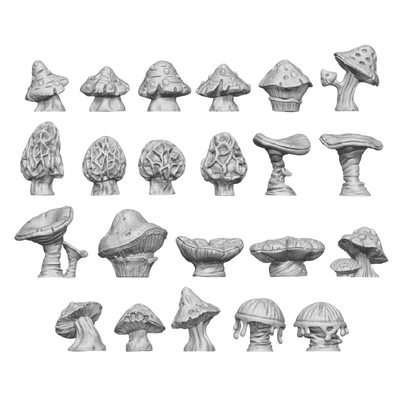 Green Stuff World for Models & Miniatures 3D Printed Set - Chunky Mushrooms 11621