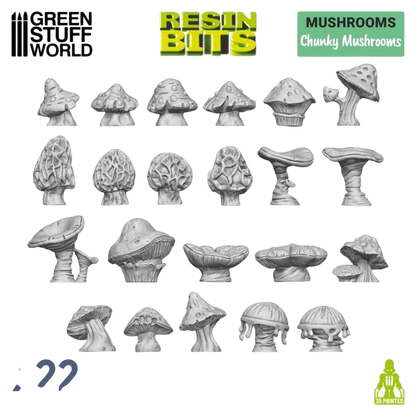 Green Stuff World for Models & Miniatures 3D Printed Set - Chunky Mushrooms 11621