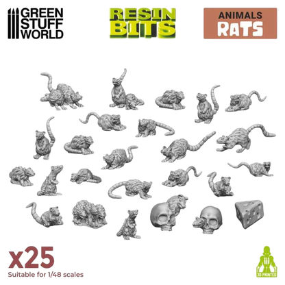 Green Stuff World for Models & Miniatures 3D Printed Set - Small Rats 3508
