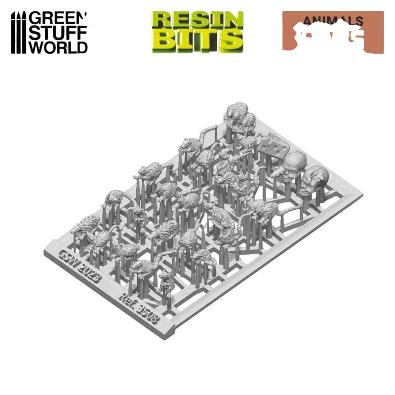 Green Stuff World for Models & Miniatures 3D Printed Set - Small Rats 3508