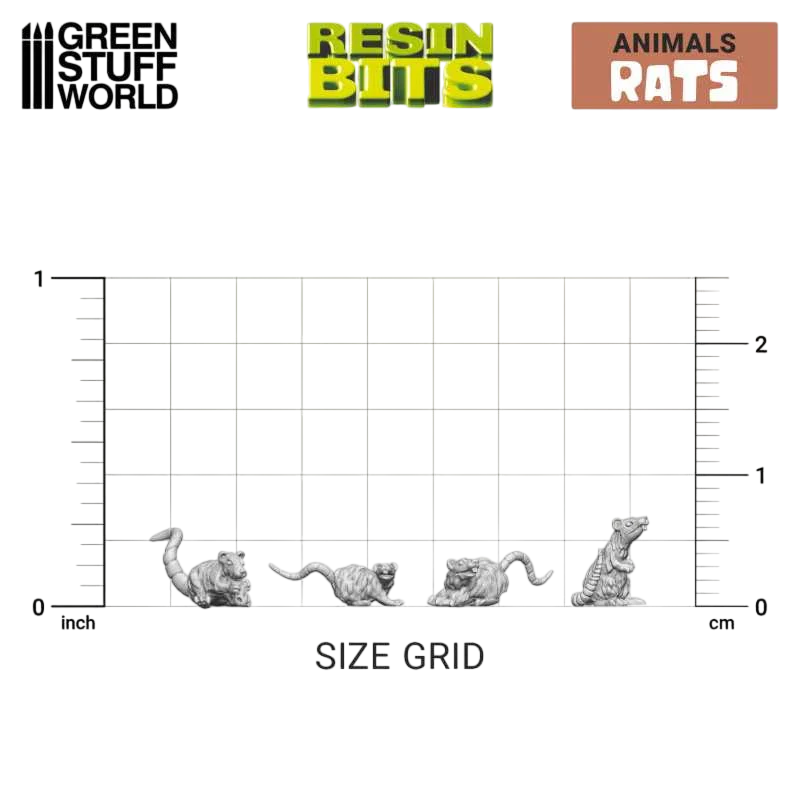 Green Stuff World for Models & Miniatures 3D Printed Set - Small Rats 3508