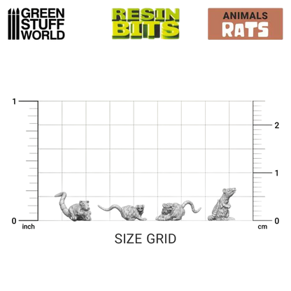Green Stuff World for Models & Miniatures 3D Printed Set - Small Rats 3508