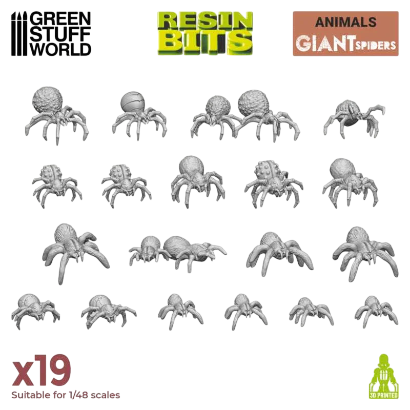 Green Stuff World for Models & Miniatures 3D printed set - Giant Spiders 12297