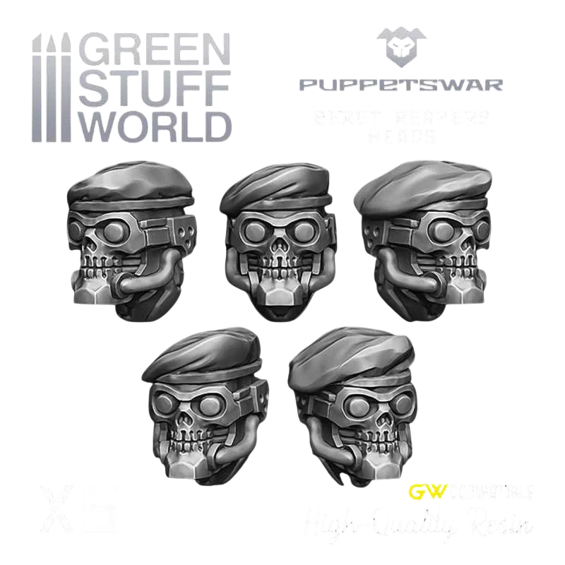 Green Stuff World for Models & Miniatures Beret Reapers Heads S326