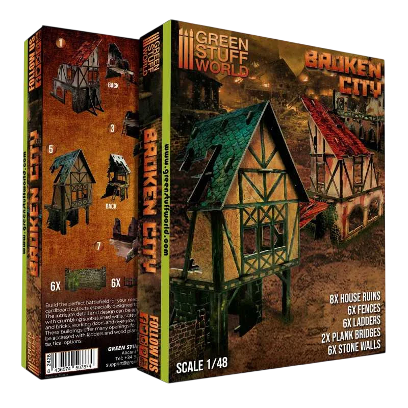 Green Stuff World for Models & Miniatures Broken City - Terrain Set 2428