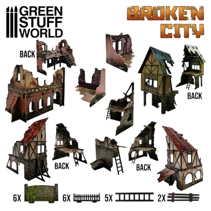Green Stuff World for Models & Miniatures Broken City - Terrain Set 2428