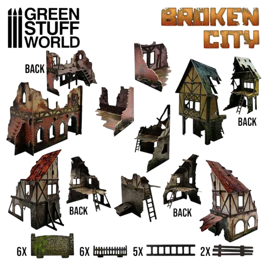 Green Stuff World for Models & Miniatures Broken City - Terrain Set 2428