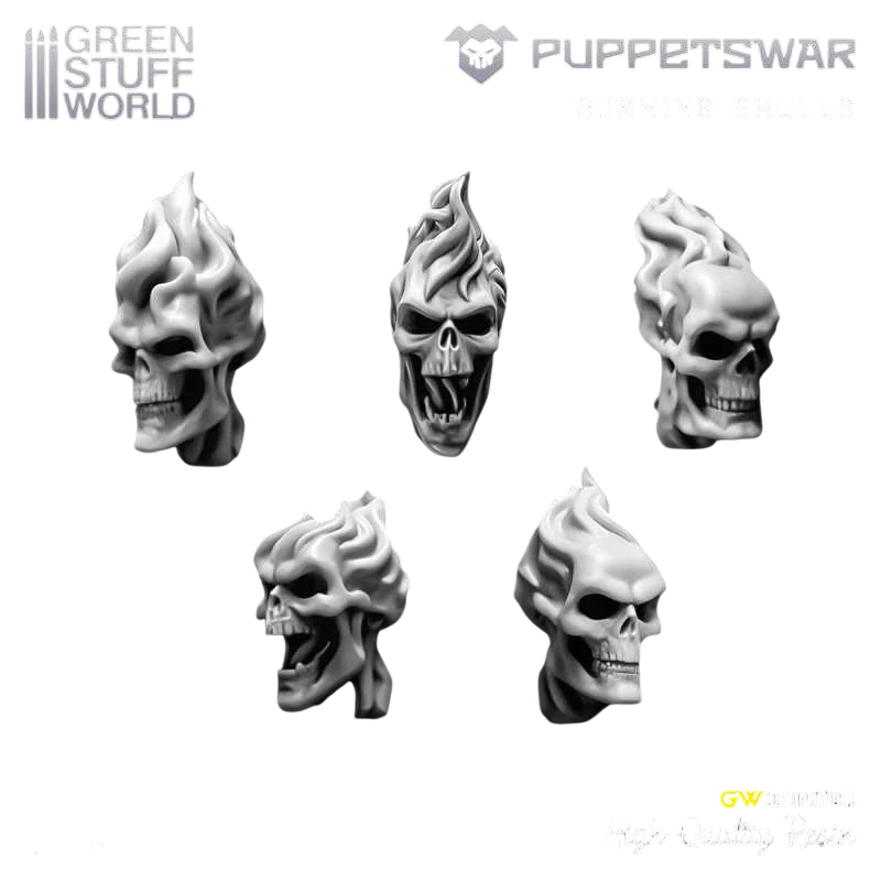 Green Stuff World for Models & Miniatures Burning Skulls S024