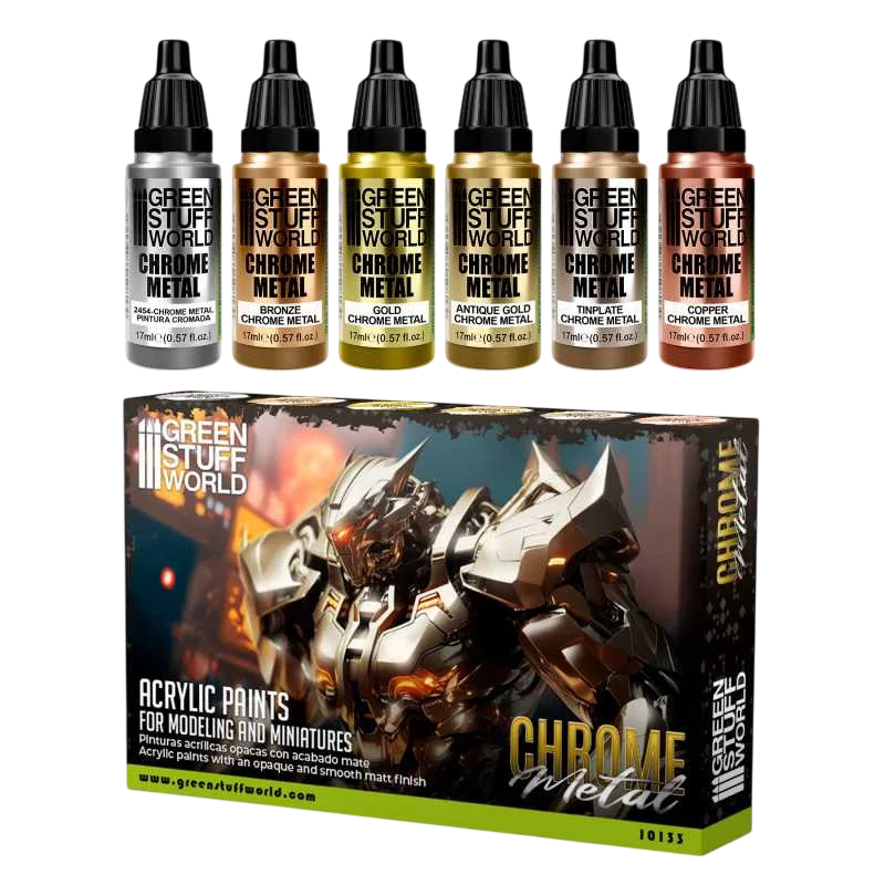 Green Stuff World for Models & Miniatures Chrome Paint Set 10133