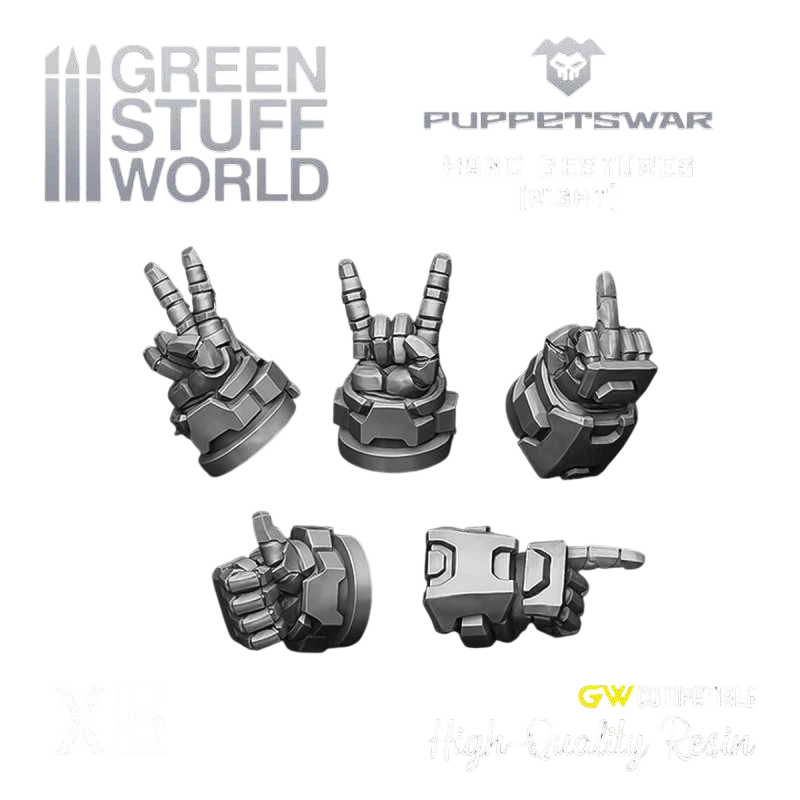 Green Stuff World for Models & Miniatures Hand Gestures - Right S204