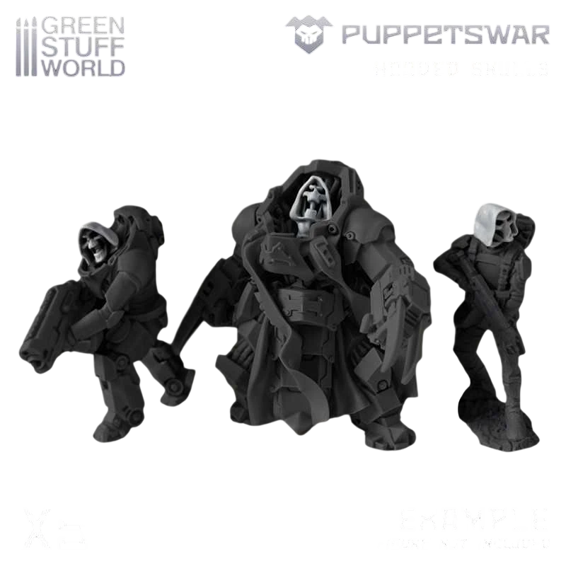 Green Stuff World for Models & Miniatures Hooded Skulls S023