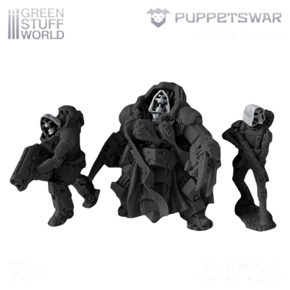 Green Stuff World for Models & Miniatures Hooded Skulls S023