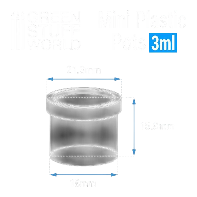 Green Stuff World for Models & Miniatures Mini Plastic Pots 3ml 10323