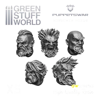 Green Stuff World for Models & Miniatures Norsemen Heads S141