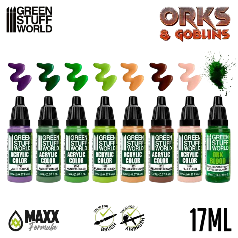 Green Stuff World for Models & Miniatures Paint Set - Orcs and Goblins 10124