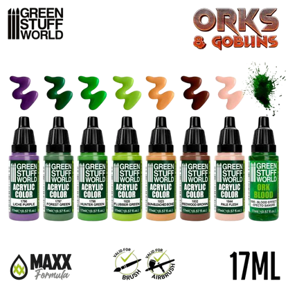 Green Stuff World for Models & Miniatures Paint Set - Orcs and Goblins 10124