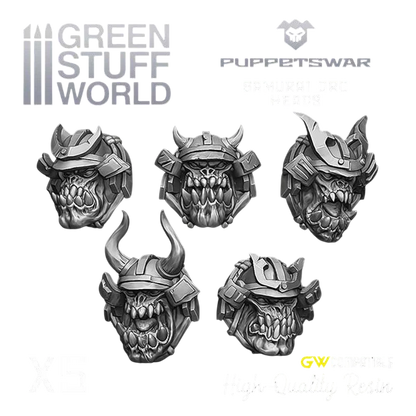 Green Stuff World for Models & Miniatures Samurai Orc Heads S393