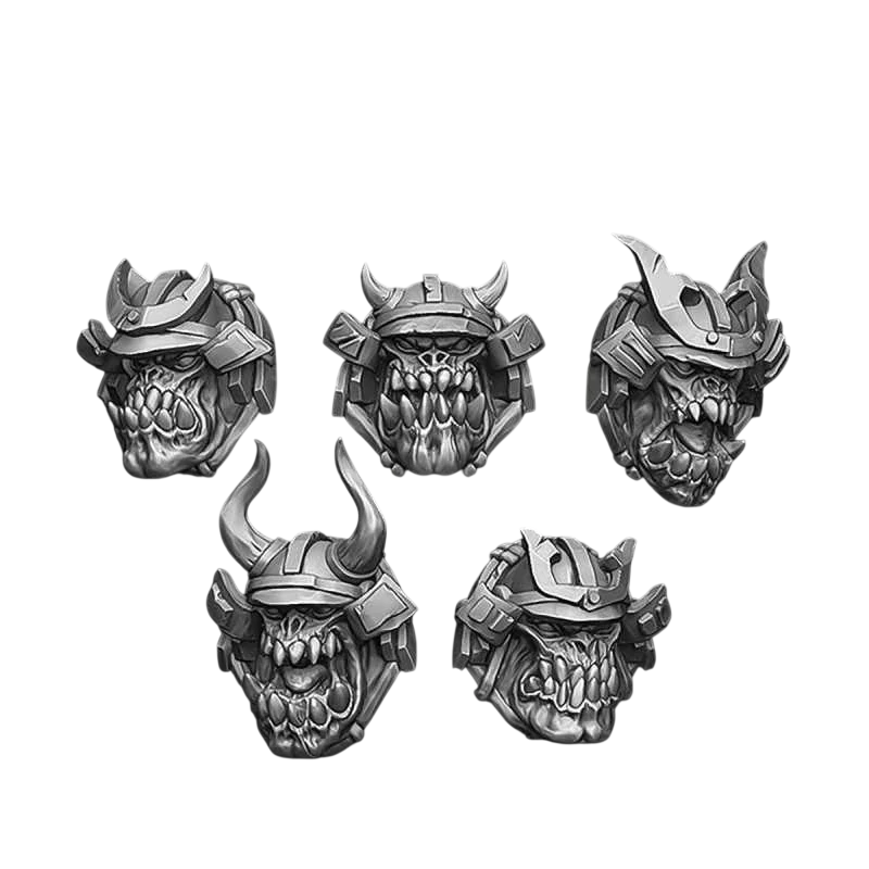 Green Stuff World for Models & Miniatures Samurai Orc Heads S393