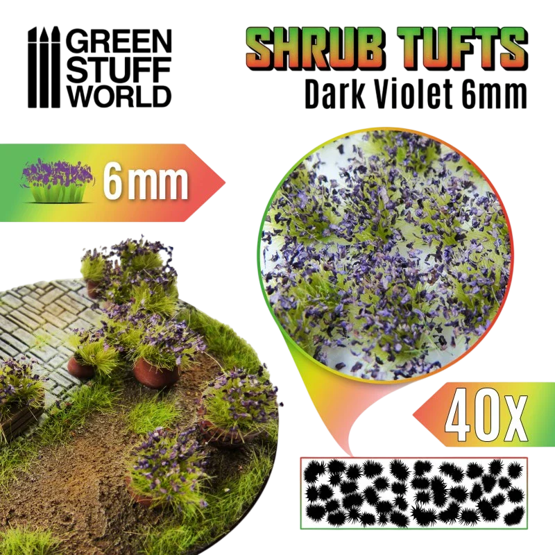 Green Stuff World for Models & Miniatures: Shrub Tufts - 6mm Dark Violet 10743
