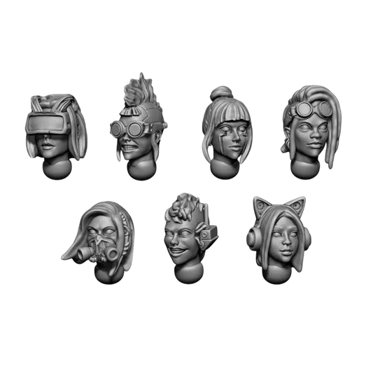 Green Stuff World for Models and Miniatures - Female Heads CYBERPUNK 11417
