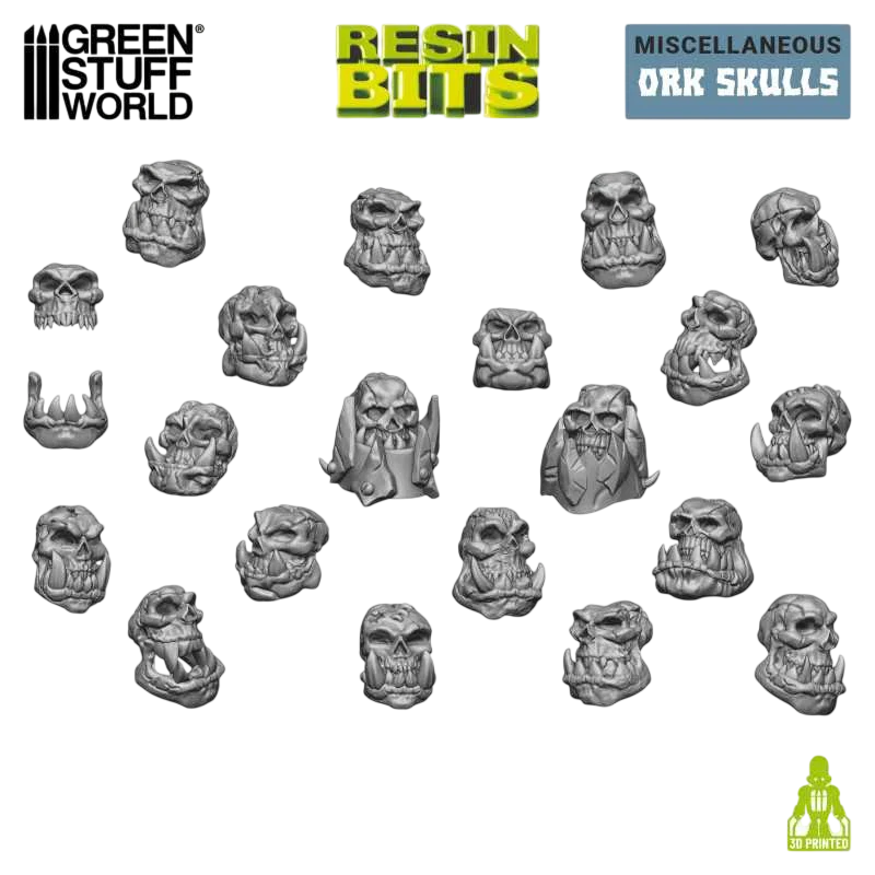 Green Stuff World for Models and Miniatures 21 Resin Ork Skulls 1387