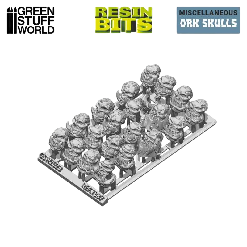 Green Stuff World for Models and Miniatures 21 Resin Ork Skulls 1387
