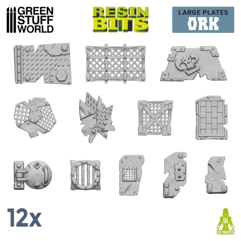 Green Stuff World for Models and Miniatures 3D-printed Large Ork Plates 12317