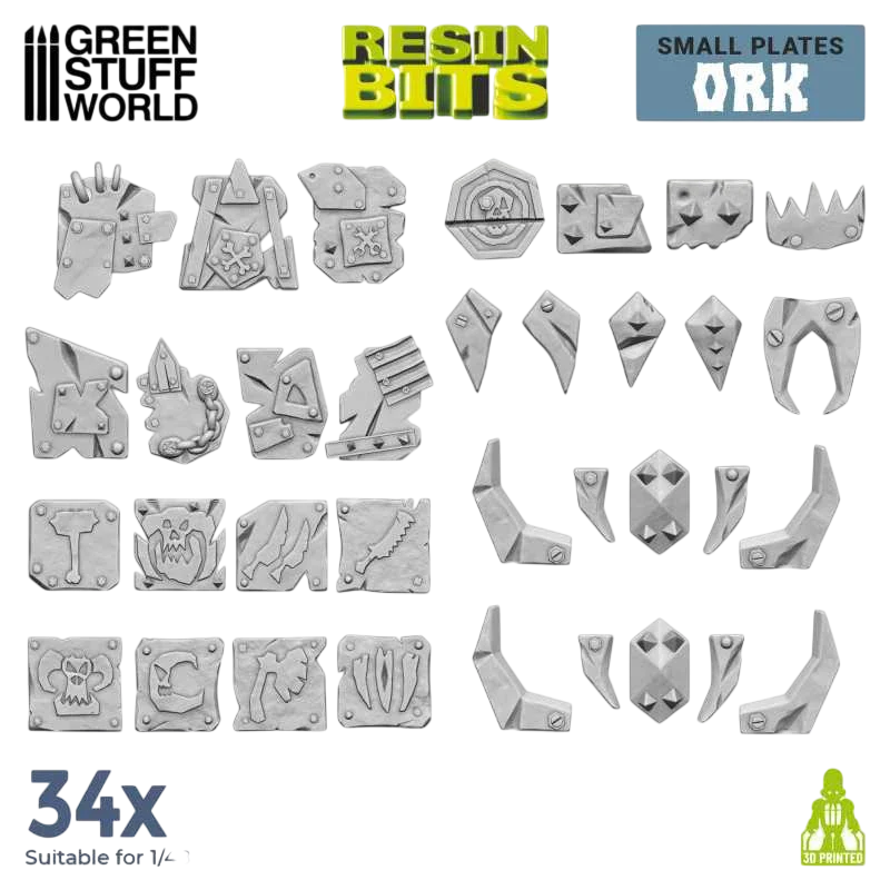 Green Stuff World for Models and Miniatures 3D-printed Small Ork Plates 12306