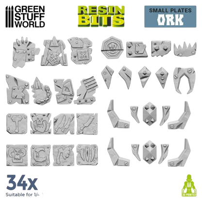 Green Stuff World for Models and Miniatures 3D-printed Small Ork Plates 12306
