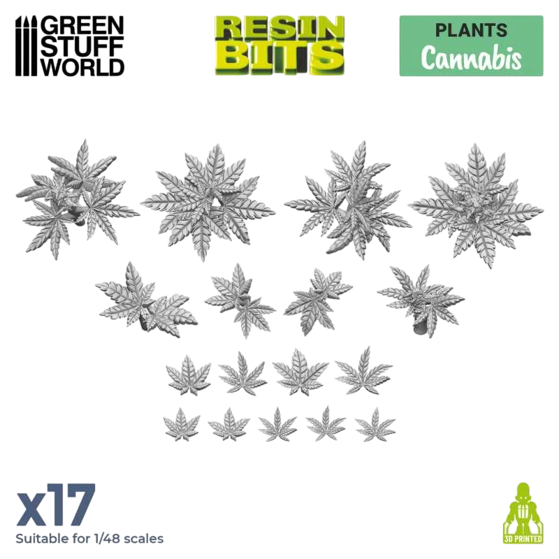 Green Stuff World for Models and Miniatures 3D Printed Plants Set – Cannabis 11631