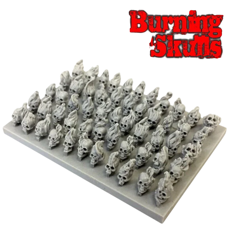 Green Stuff World for Models and Miniatures 50 Burning Resin Skulls 1498