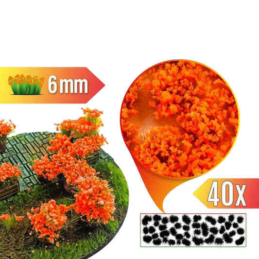 Green Stuff World for Models and Miniatures Blossom Tufts 6mm self-adhesive - Orange Flowers 9281
