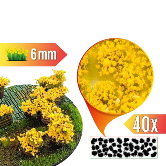 Green Stuff World for Models and Miniatures Blossom Tufts 6mm self-adhesive - Yellow Flowers 9282