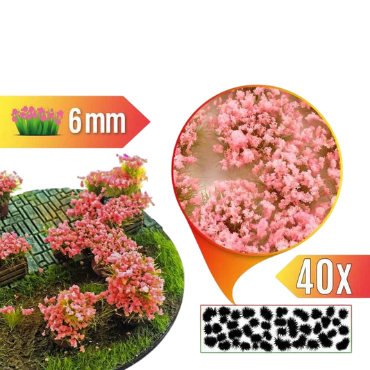 Green Stuff World for Models and Miniatures Blossom Tufts 6mm self-adhesive – Pink Flowers 11336