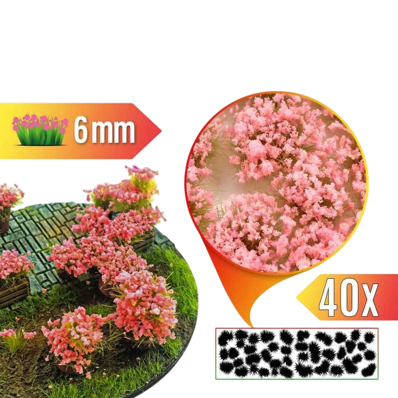 Green Stuff World for Models and Miniatures Blossom Tufts 6mm self-adhesive – Pink Flowers 11336