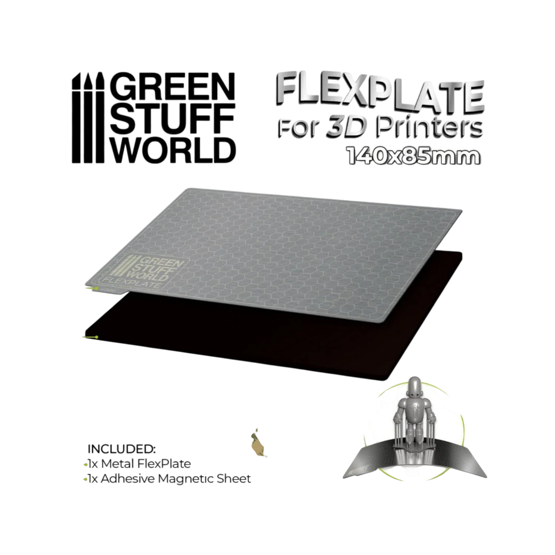 Green Stuff World for Models and Miniatures Flexplate For 3D Printers - 140x85mm 3085