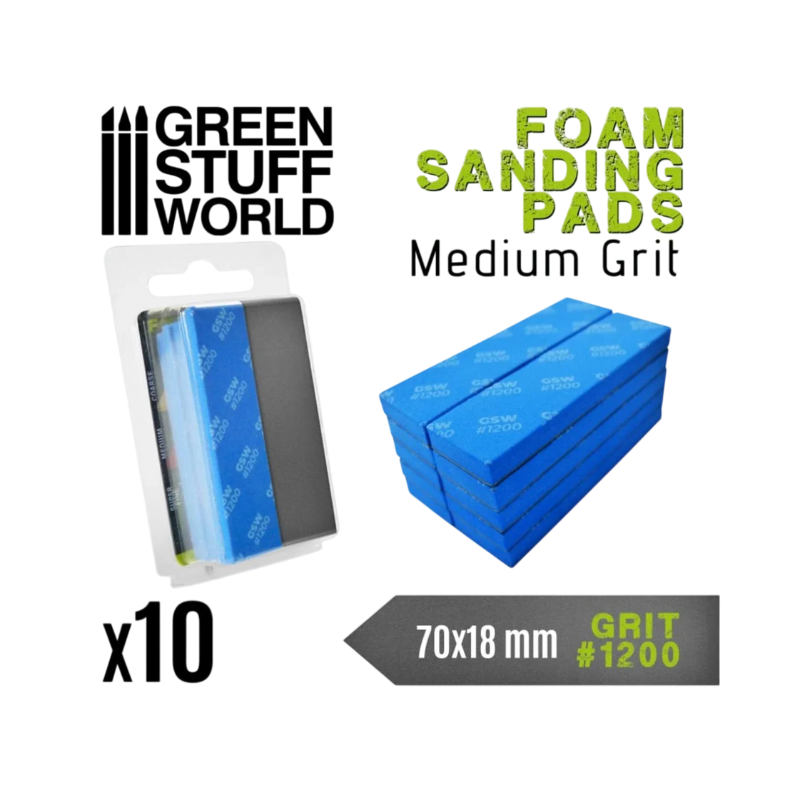 Green Stuff World for Models and Miniatures Foam Sanding Pads 1200 grit 10773