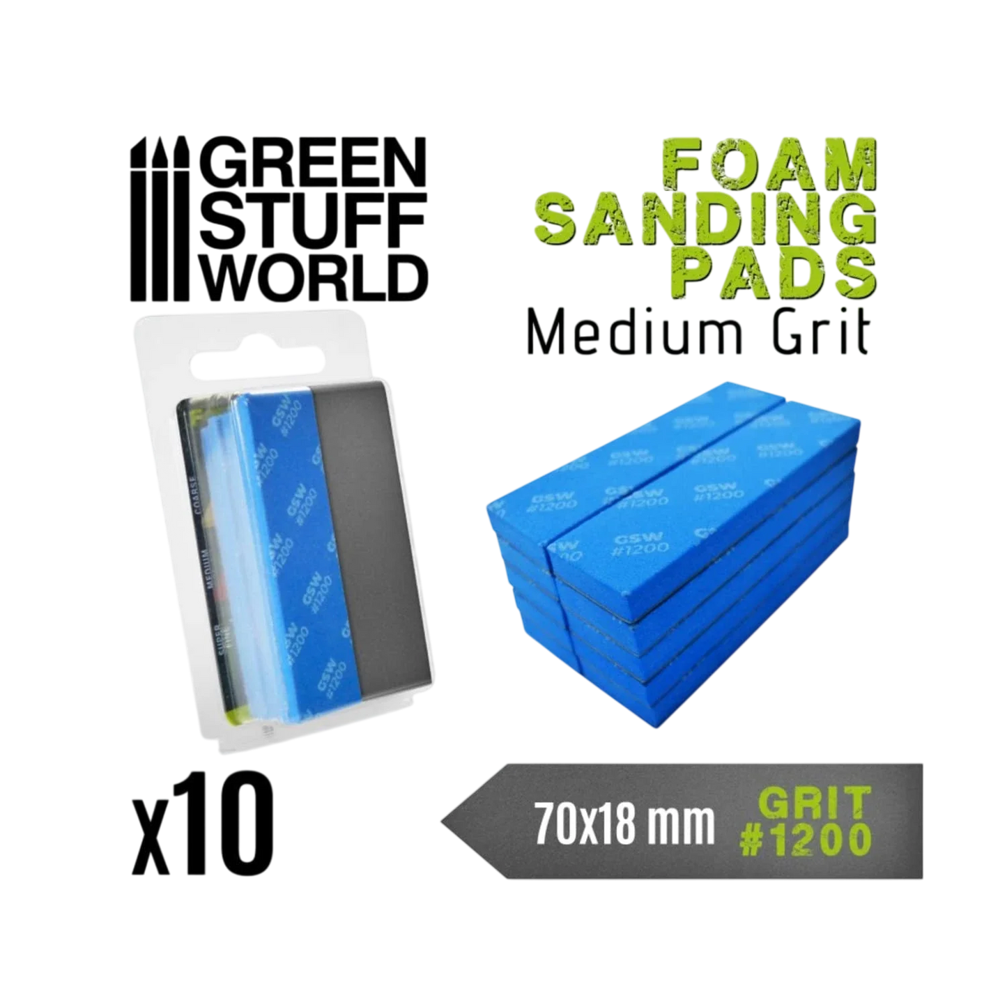 Green Stuff World for Models and Miniatures Foam Sanding Pads 1200 grit 10773