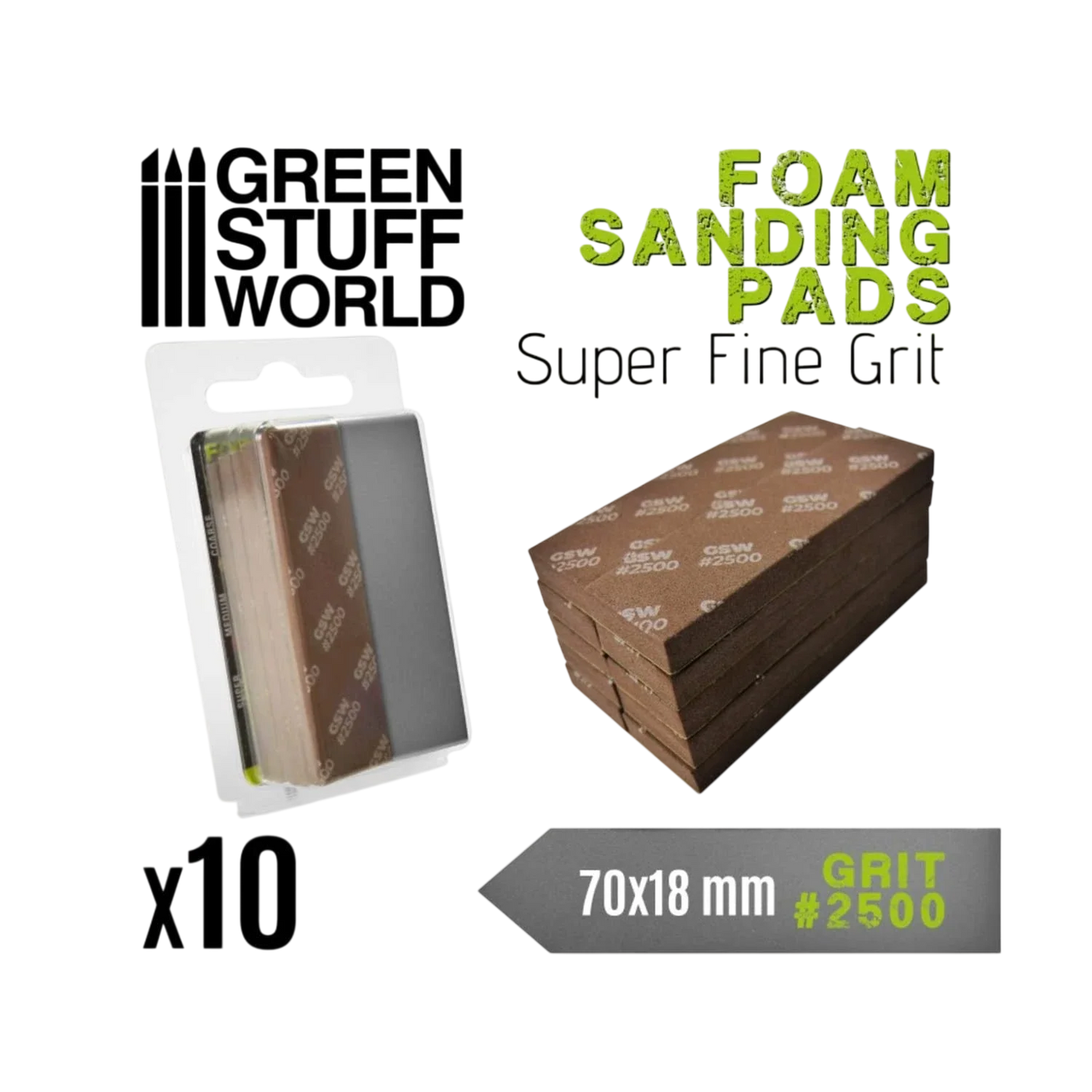 Green Stuff World for Models and Miniatures Foam Sanding Pads 2500 grit 10775