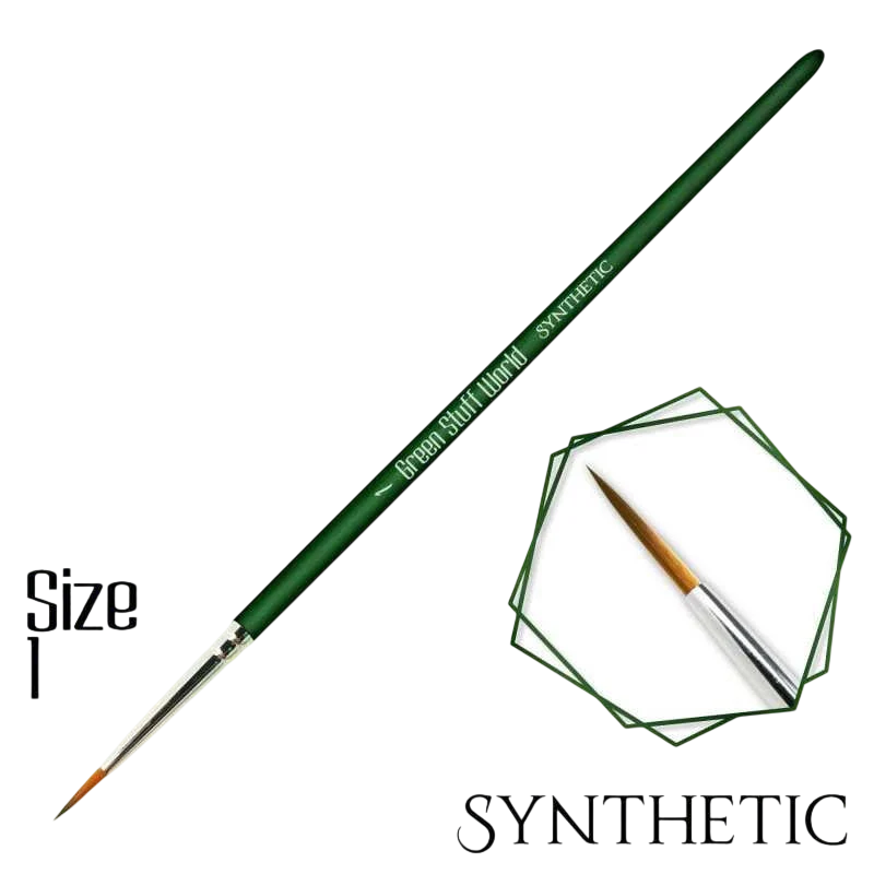 Green Stuff World for Models and Miniatures Green Series Synthetic Brush - Size 1 (2330)