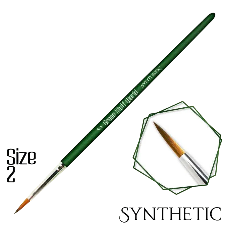 Green Stuff World for Models and Miniatures Green Series Synthetic Brush - Size 2 (2331)