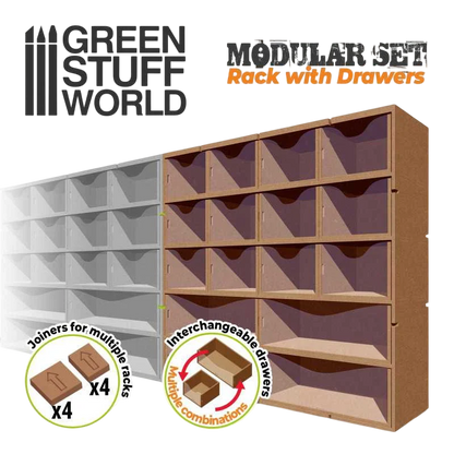 Green Stuff World for Models and Miniatures MDF Vertical rack with Drawers 10960