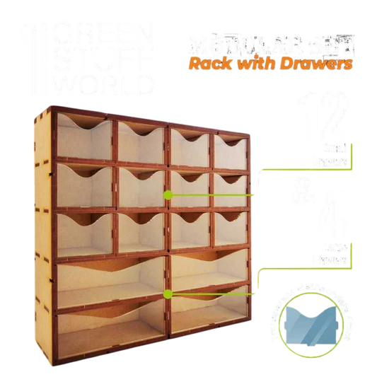 Green Stuff World for Models and Miniatures MDF Vertical rack with Drawers 10960