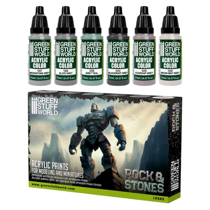 Green Stuff World for Models and Miniatures Paint Set - Rock & Stones 10202