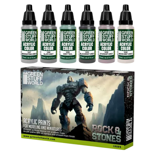 Green Stuff World for Models and Miniatures Paint Set - Rock & Stones 10202