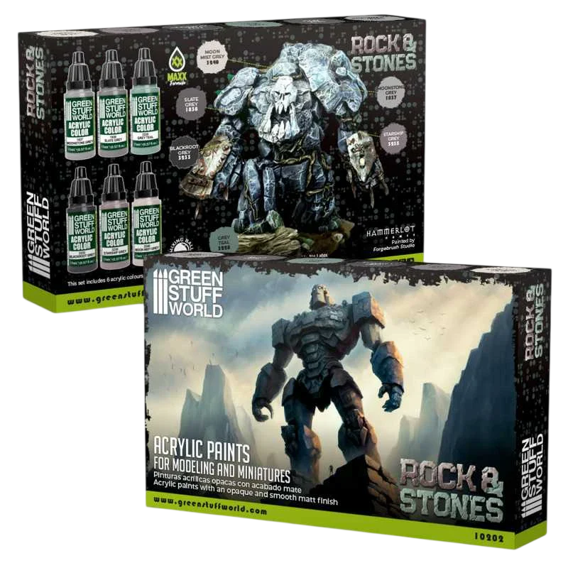 Green Stuff World for Models and Miniatures Paint Set - Rock & Stones 10202